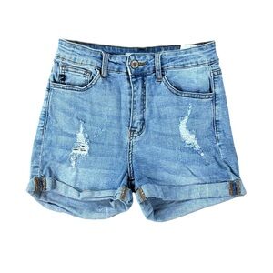 Woman’s Kancan denim jean distressed shorts size 7  W 27